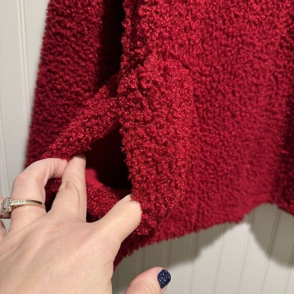 J Jill Red Fuzzy Zip Front Jacket Size Large - Picture 3 of 6